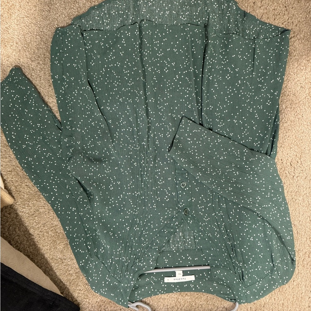Fun2Fun Green Blouse with White Dots